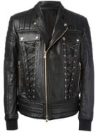 Balmain Lace-up Biker Jacket - Black