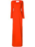Solace London Wide V-neck Victorie Gown - Yellow & Orange