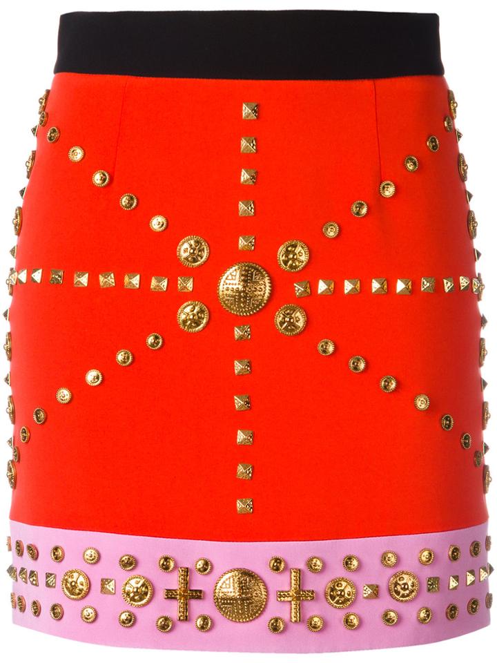 Fausto Puglisi Studded Fitted Skirt - Red