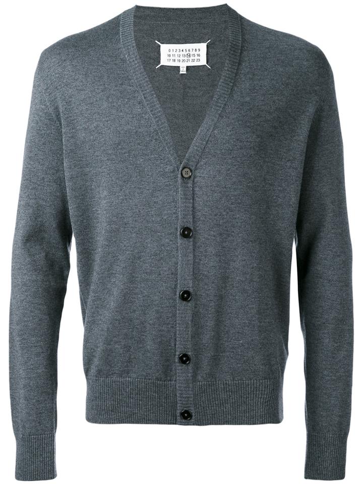 Maison Margiela Elbow Patch V-neck Cardigan - Grey