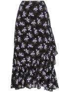 By Timo Sky Floral Print Ruffle Wrap Skirt - Black