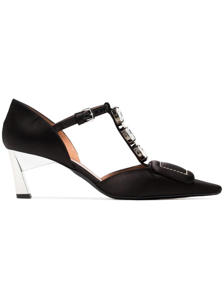 Marni Black Mary Jane 60 Satin And Crystal Pumps