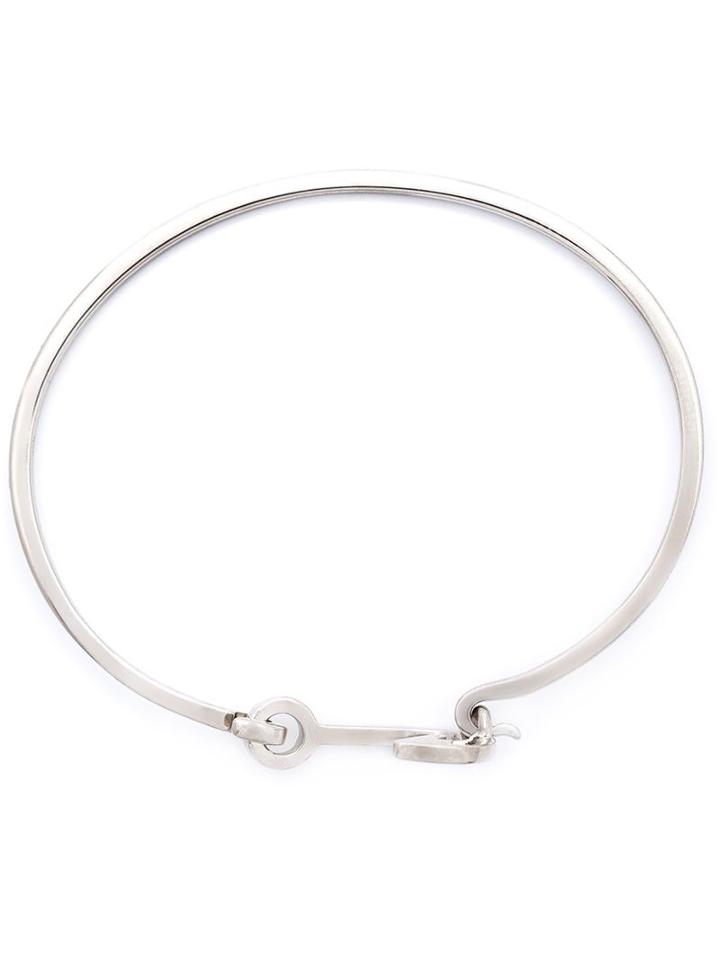 Miansai Silver Mini Anchor Hook Bangle, Women's, Size: S, Grey, Sterling Silver