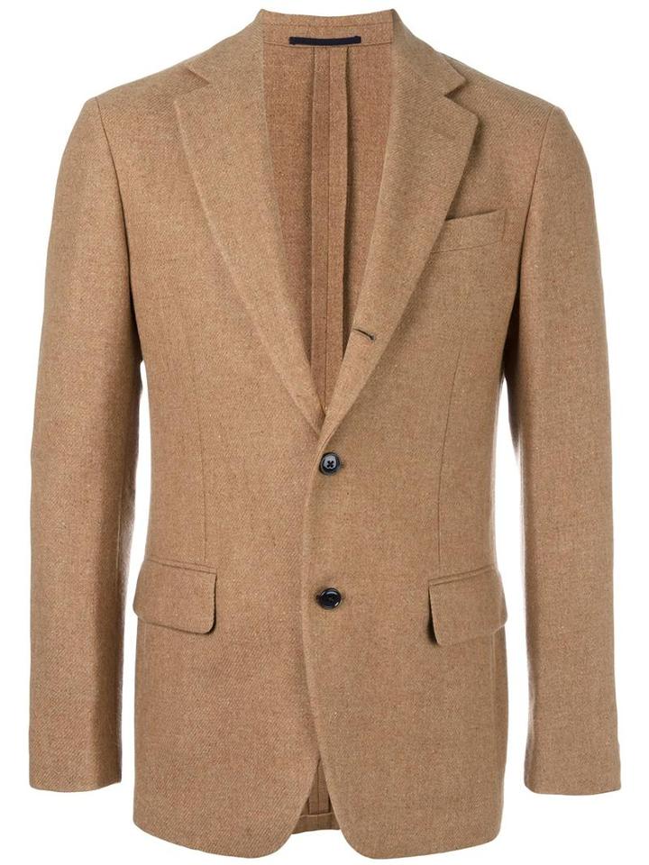 Mp Massimo Piombo Two Button Blazer, Men's, Size: 52, Brown, Wool/polyester/nylon/cupro