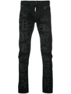 Philipp Plein Ripped Slim-fit Jeans - Black