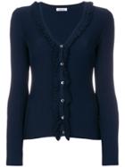 P.a.r.o.s.h. V-neck Ruffle Cardigan - Blue