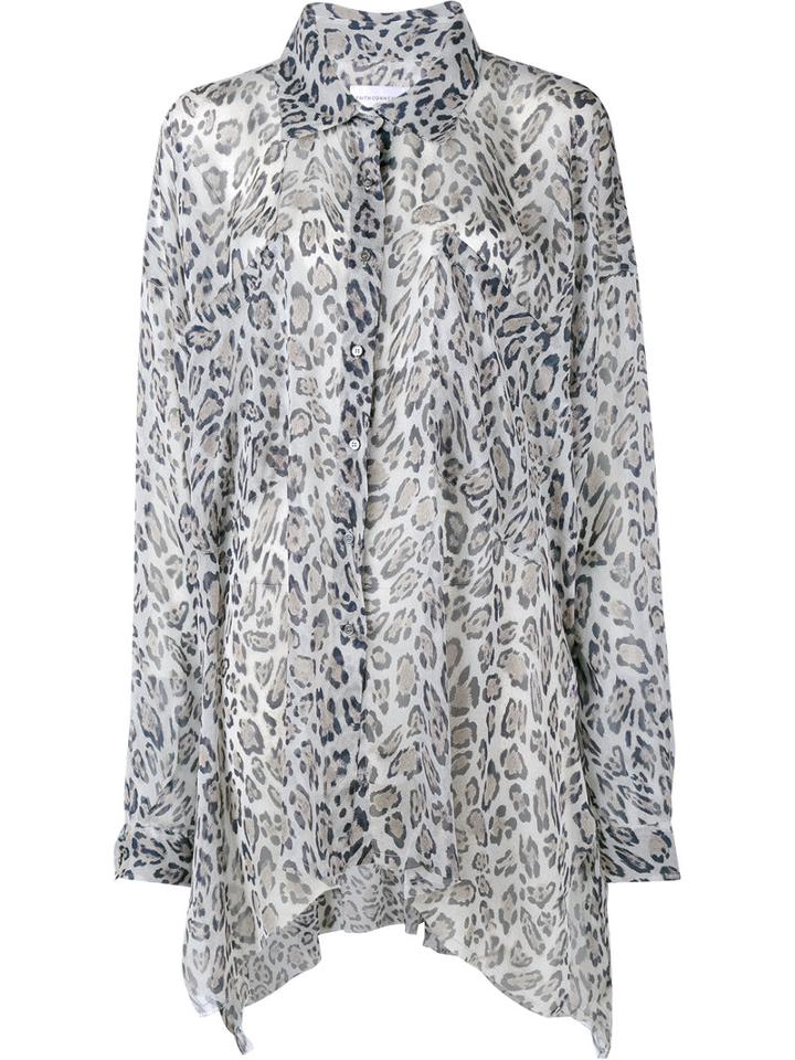 Faith Connexion Leopard Print Asymmetric Shirt, Women's, Size: Small, Black, Silk