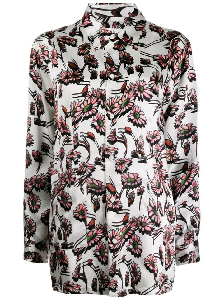 Mm6 Maison Margiela Floral Print Shirt - White