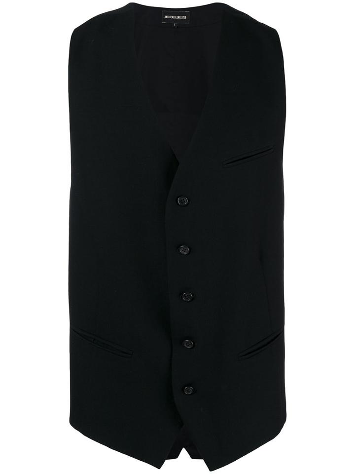 Ann Demeulemeester Classic Waistcoat, Men's, Size: Small, Black, Cotton/virgin Wool