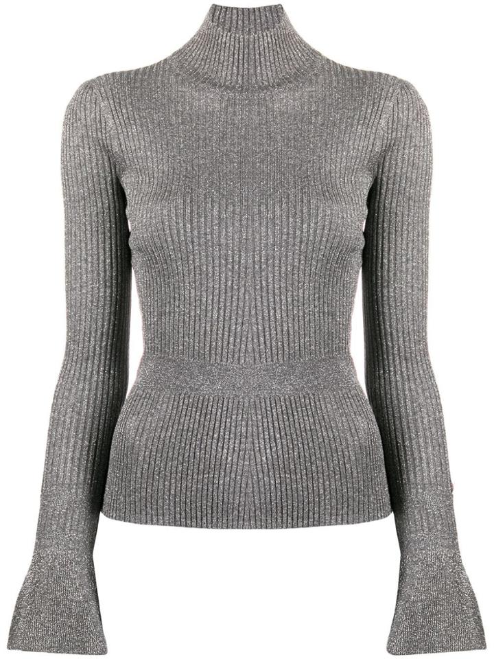 Veronica Beard Shimmer Ribbed Knit Jumper - Grey