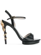 Roberto Cavalli Snake Embellished Heeled Sandals - Black