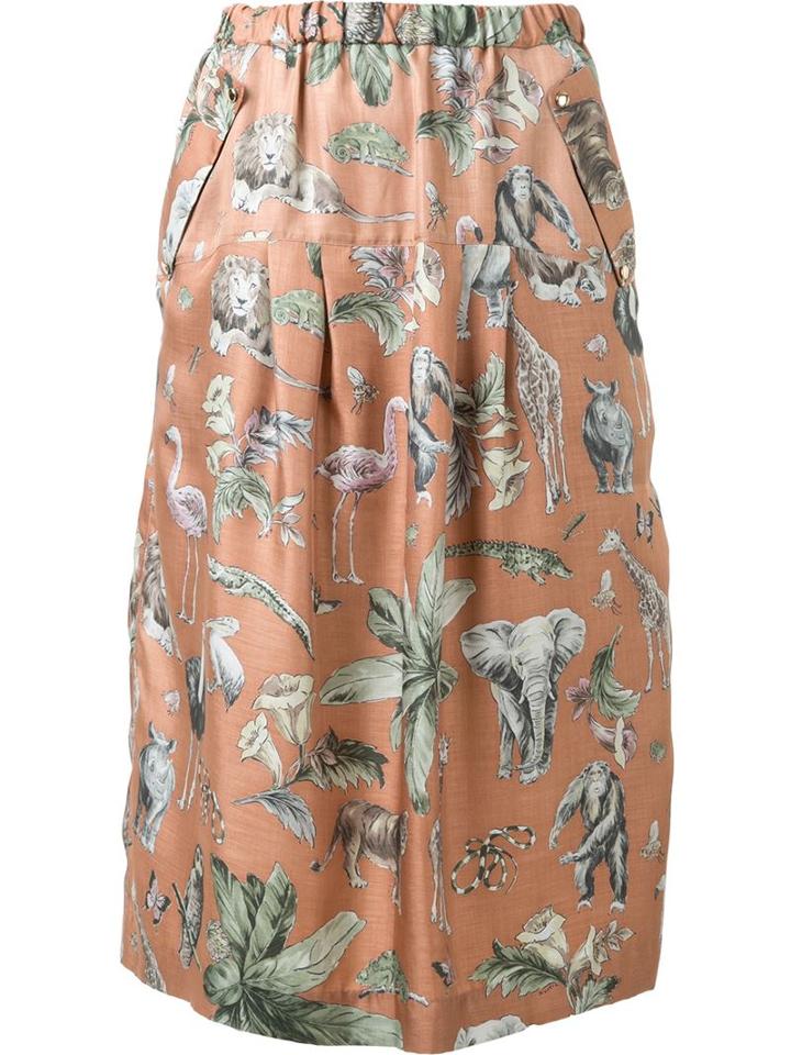 Muveil Jungle Print High Waist Skirt