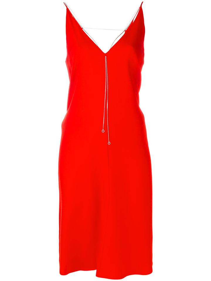 T By Alexander Wang - V-neck Shift Dress - Women - Polyester/spandex/elastane/viscose - 0, Red, Polyester/spandex/elastane/viscose