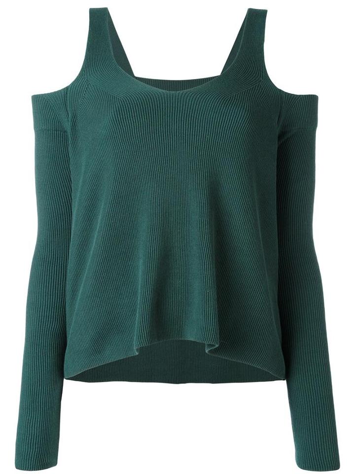 Mm6 Maison Margiela Cut-off Shoulders Knitted Blouse, Women's, Size: Xs, Green, Cotton