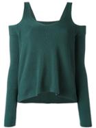 Mm6 Maison Margiela Cut-off Shoulders Knitted Blouse, Women's, Size: Xs, Green, Cotton