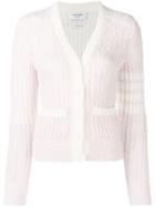 Thom Browne Striped Sleeve Bouclé Knit Cardigan - Pink