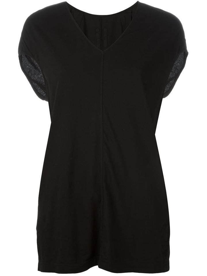 Rick Owens Drkshdw V-neck T-shirt, Women's, Size: L, Black, Cotton
