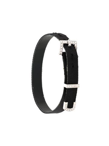 Simonetta Bianchini Diamond Embellished Buckle Bracelet - Black