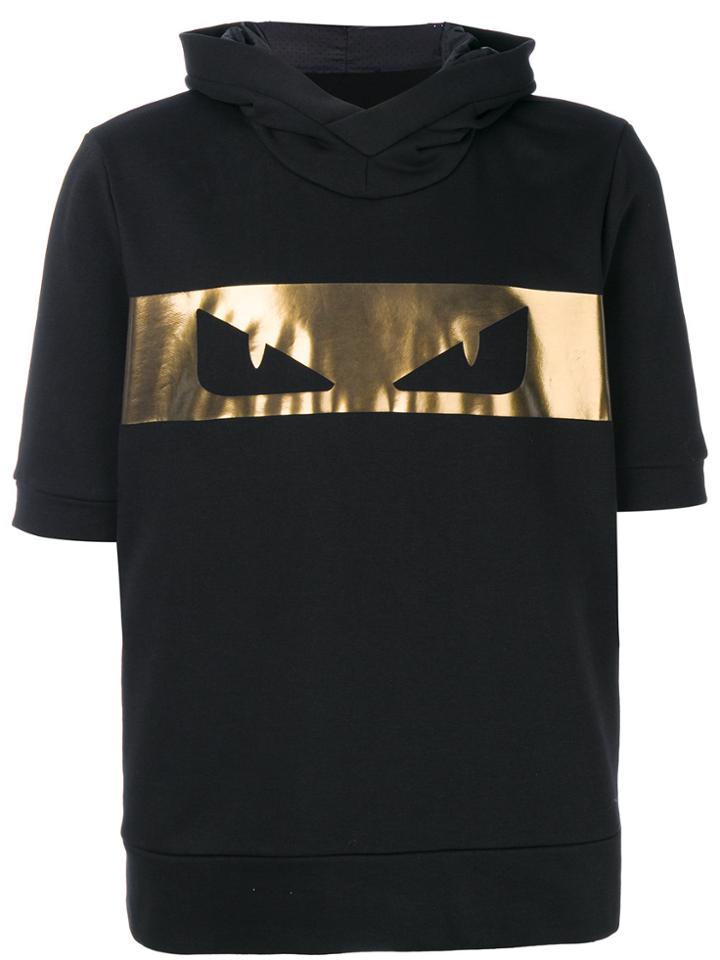 Fendi Short-sleeved Printed Hoodie - Black