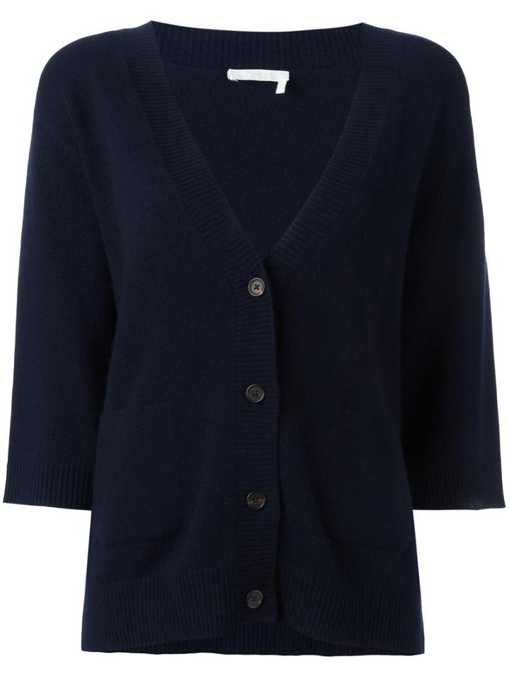 Chloé V-neck Cardigan, Women's, Size: Small, Blue, Cashmere