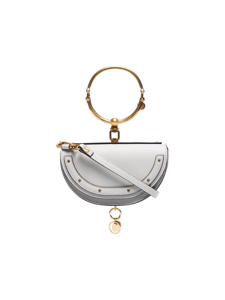 Chloé Grey Nile Minaudiere Leather Bracelet Bag