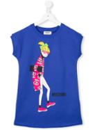 Moschino Kids Girl Print T-shirt Dress, Size: 8 Yrs, Blue