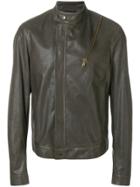 Tomas Maier Fitted Long Sleeved Biker Jacket - Brown