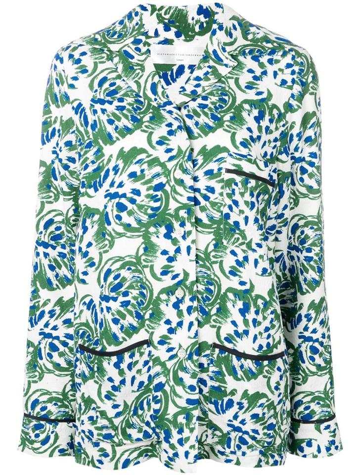 Victoria Victoria Beckham Floral Pyjama Shirt - Green