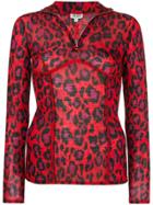 Kenzo Half Zip Leopard Top - Red