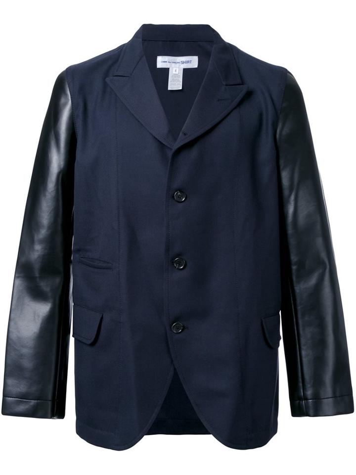 Comme Des Garçons Shirt Leather Sleeve Blazer