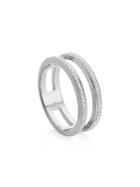 Monica Vinader Skinny Double Band Diamond Ring - Silver