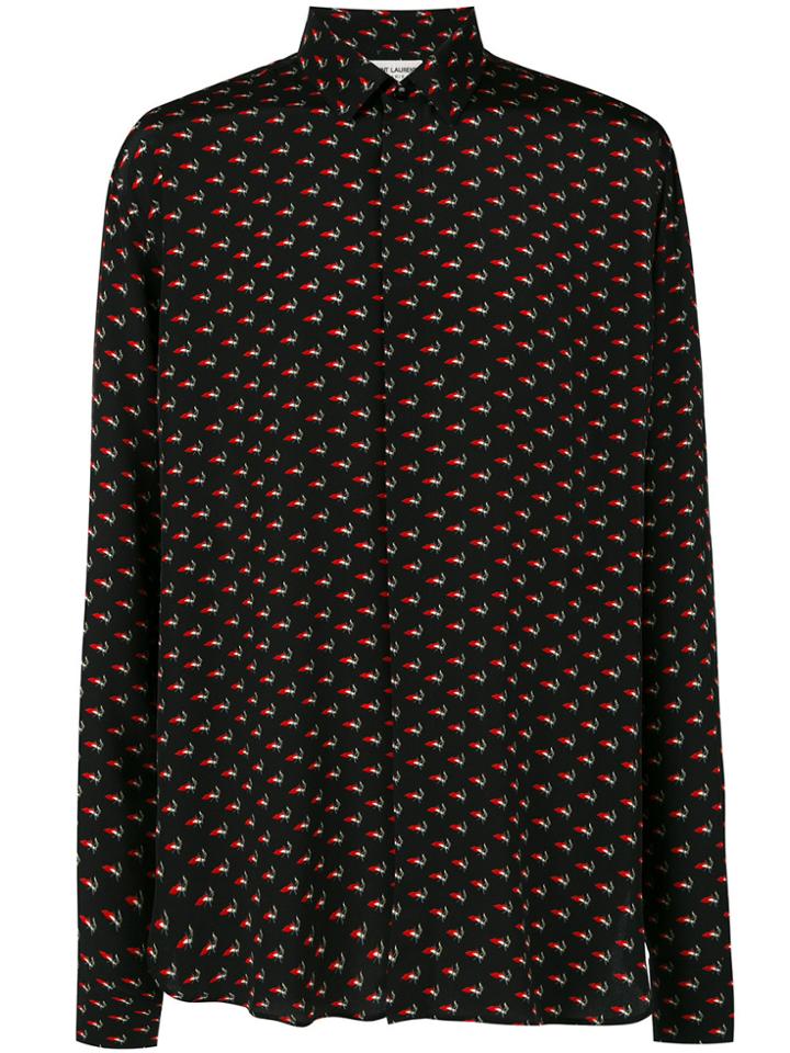 Saint Laurent No Smoking Print Shirt - Black