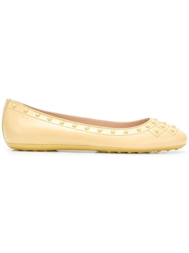 Tod's Gommino Stud Ballerina Shoes - Yellow