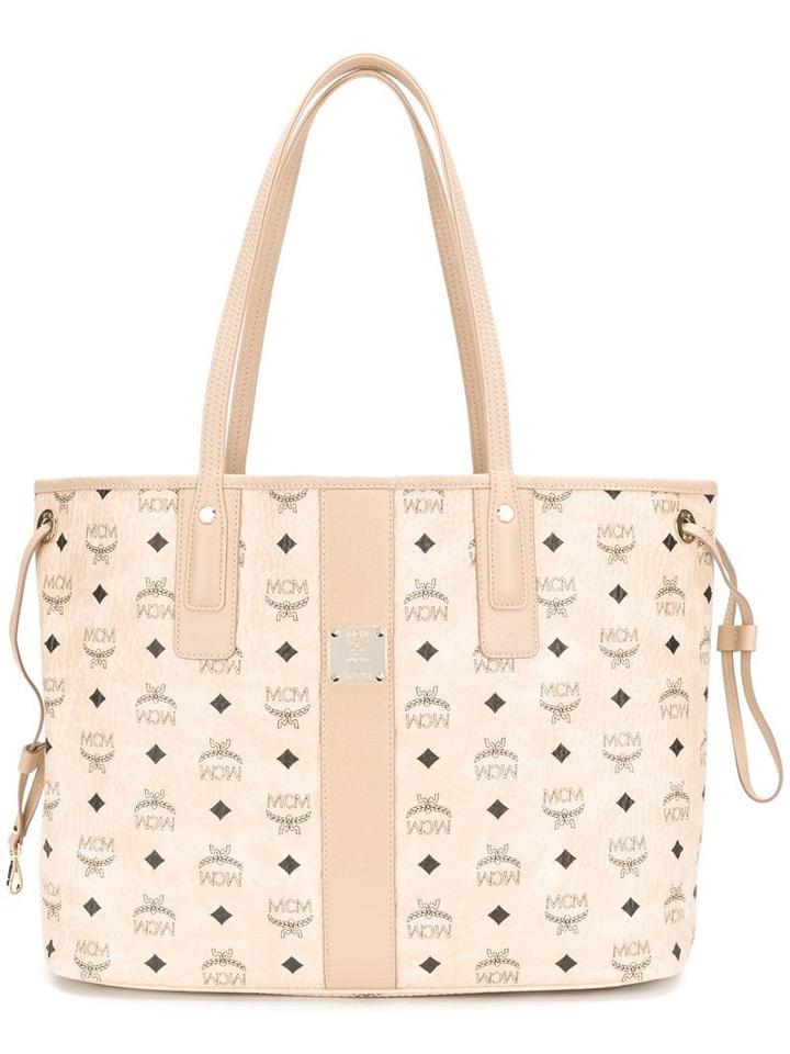 Mcm Oversized Logo Print Shopper Tote - Neutrals