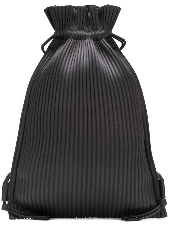 Homme Plissé Issey Miyake Pleated Drawstring Backpack - Black