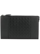 Salvatore Ferragamo Embossed Gancio Clutch - Black