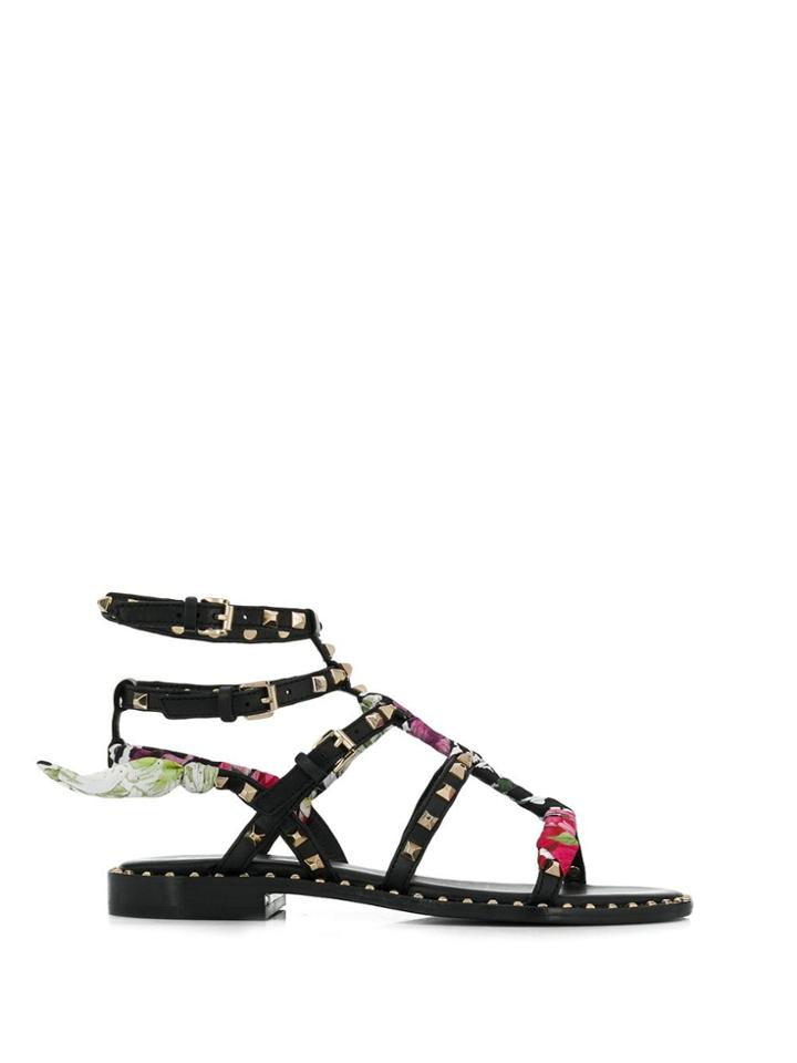 Ash Flat Studded Sandals - Black
