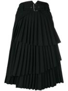 Alberta Ferretti Pleated Layered Midi Skirt - Black