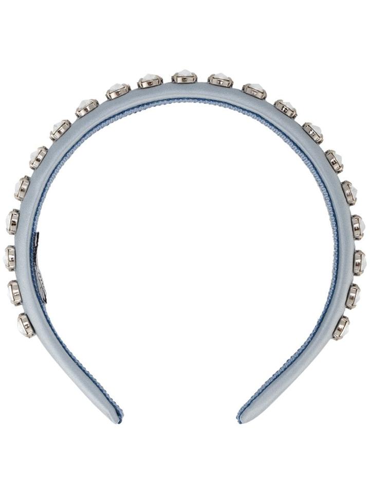 Miu Miu Blue Crystal Embellished Headband