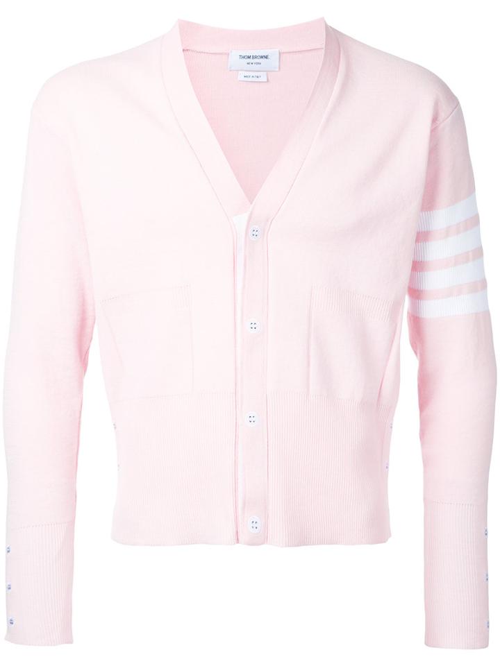 Thom Browne - Striped Detail Cardigan - Men - Cotton - 1, Pink/purple, Cotton
