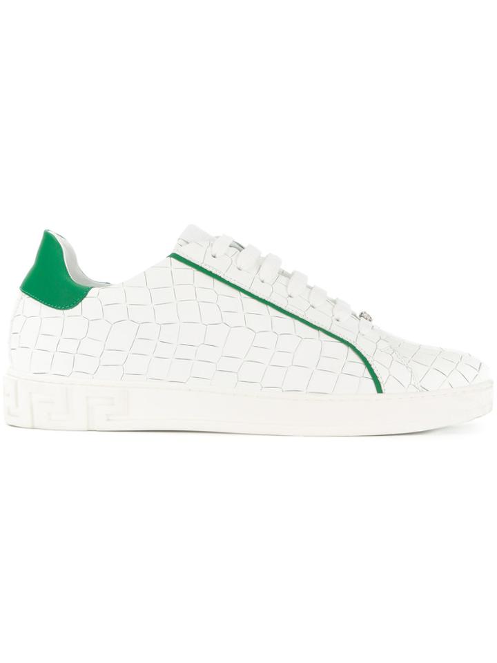 Versace Croco-embossed Sneakers - White