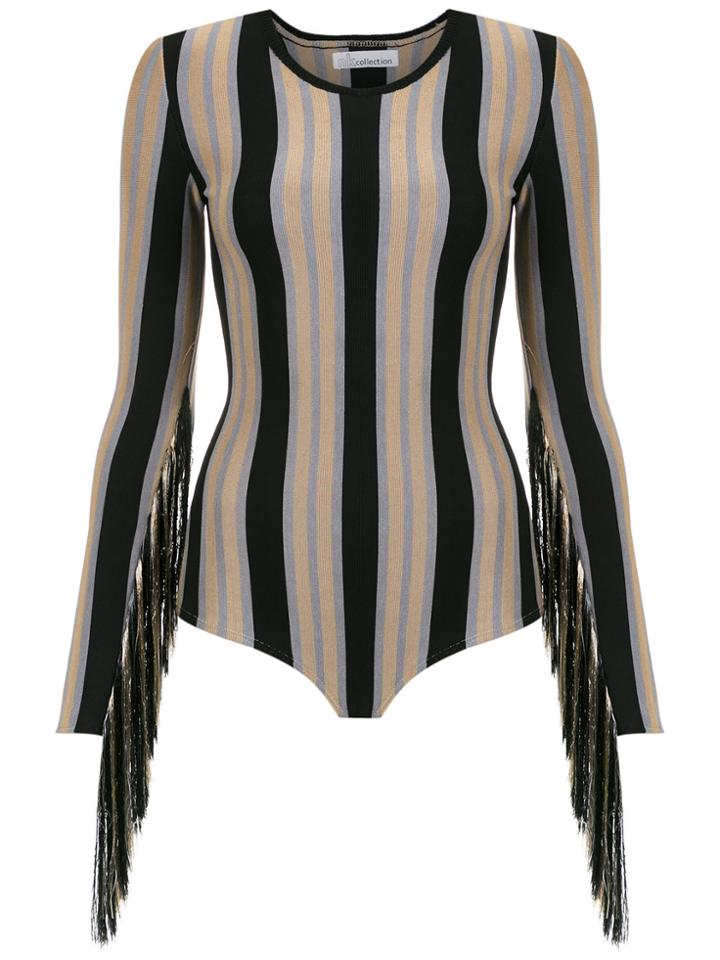 Nk Stripe Pattern Fringed Body - Black