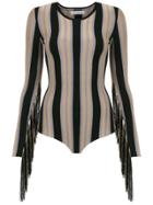 Nk Stripe Pattern Fringed Body - Black