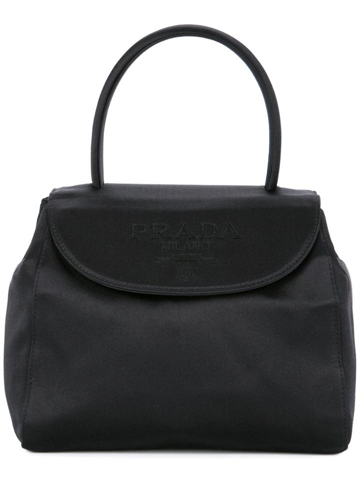 Prada Vintage Structured Logo Tote - Black