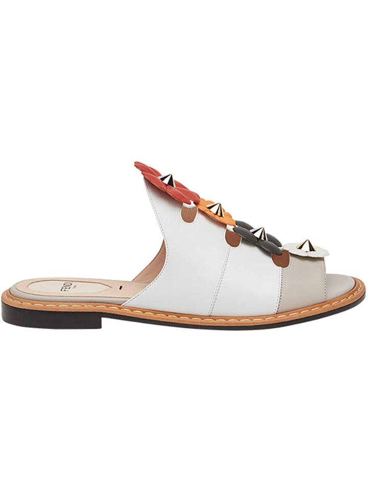 Fendi Floral Embellished Sandals - White