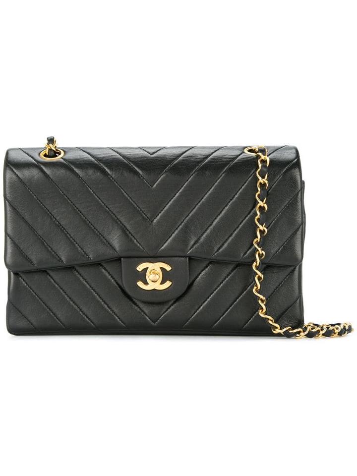 Chanel Pre-owned V-stitch Quilted Shoulder Bag - Black