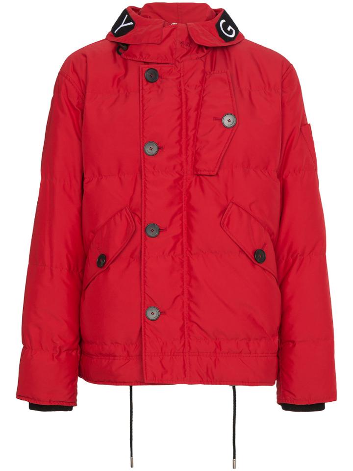 Givenchy Hooded Velcro Puffer Coat - Red