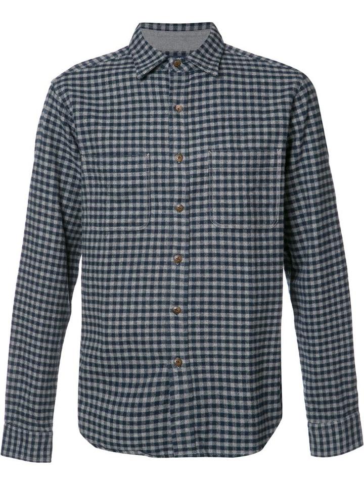 Alex Mill Front Pockets Checked Shirt, Men's, Size: Medium, Blue, Cotton