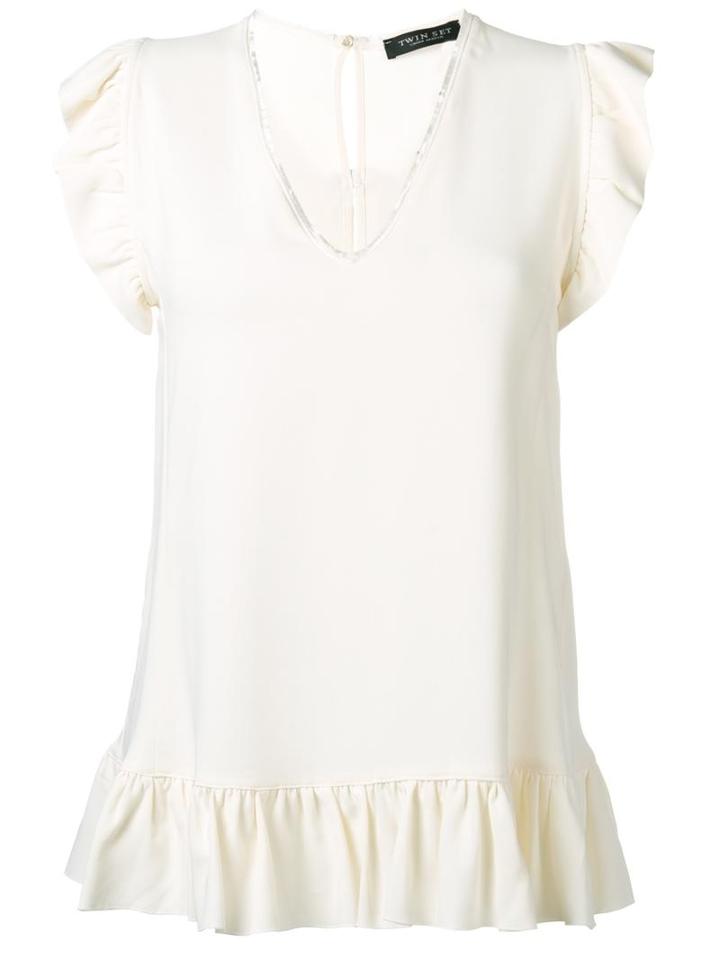 Twin-set Tie Knot T-shirt, Women's, Size: 48, White, Viscose/spandex/elastane