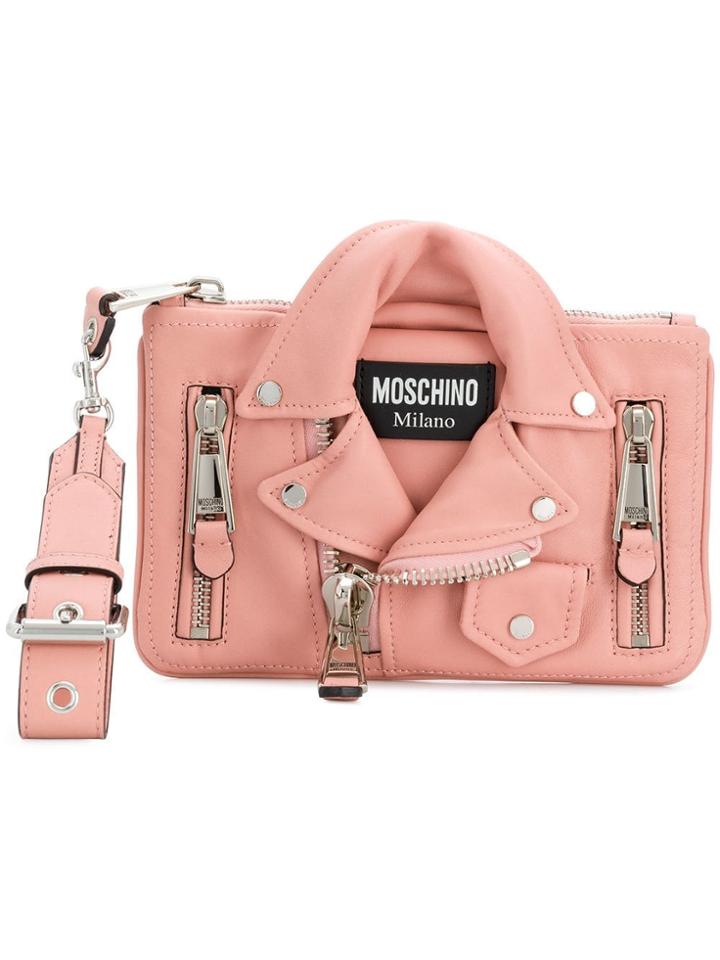 Moschino Biker Jacket Clutch - Pink & Purple